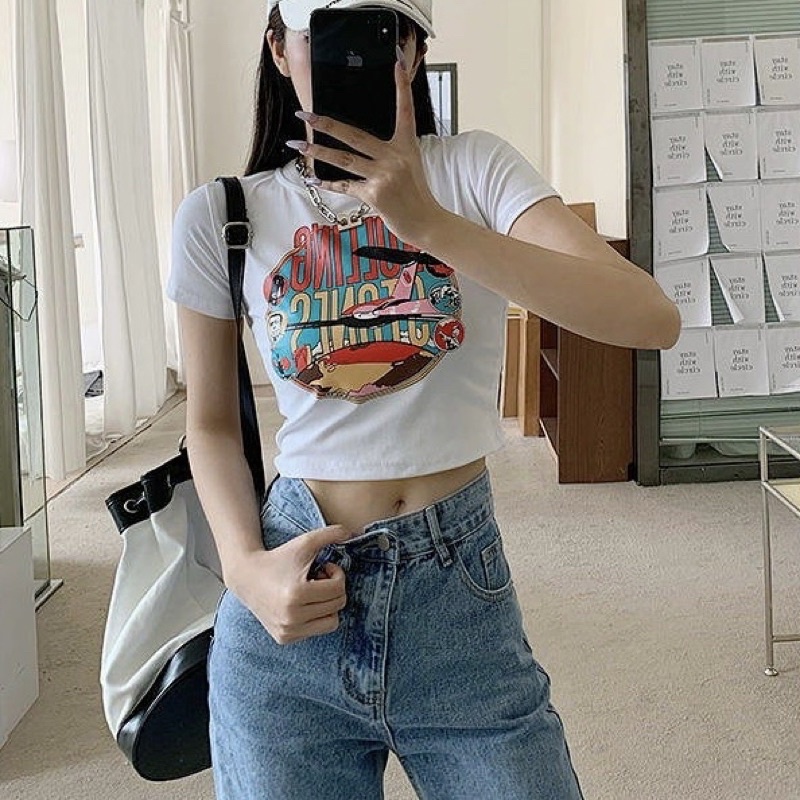 [Hot] ÁO CROPTOP IN MÀU BOLLING CHẤT THUN LỤA MỎNG MÁT CHIZISHOP