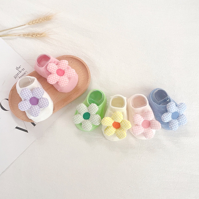 Vớ Cotton Mềm Mại Chống Trượt Màu Kẹo Ngọt In Họa Tiết Hoa Dễ Thương Dành Cho Trẻ Em