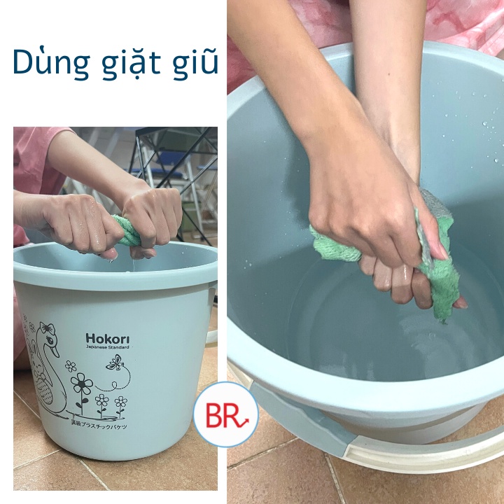 Xô nhựa 6L, 11L Hokori màu Pastel xinh xắn Việt Nhật 5211/5212 - Chậu đựng nước, gạo chất liệu tốt, an toàn Br 01716