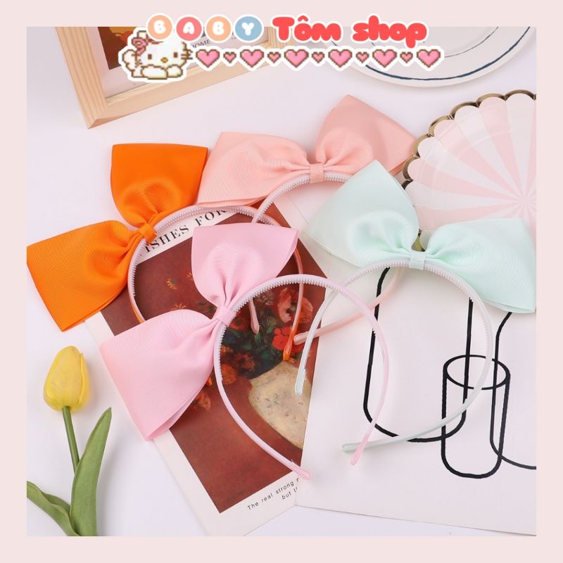 Bờm tóc, cài tóc cho bé gái hình nơ to, Baby Tôm