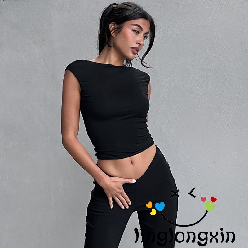 Set Áo Thun Cổ Thuyền Có Tay + Áo Ngực 2 Dây Màu Sắc Đa Dạng Cho Nữ