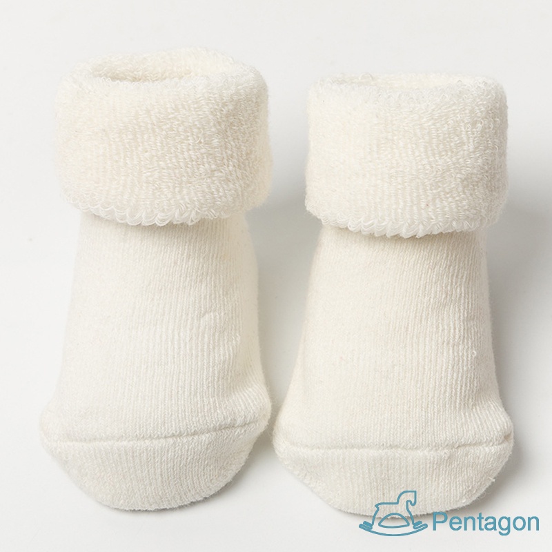 Đôi Vớ Cotton Dài Màu Trơn Chống Trượt Dễ Thương Cho Bé