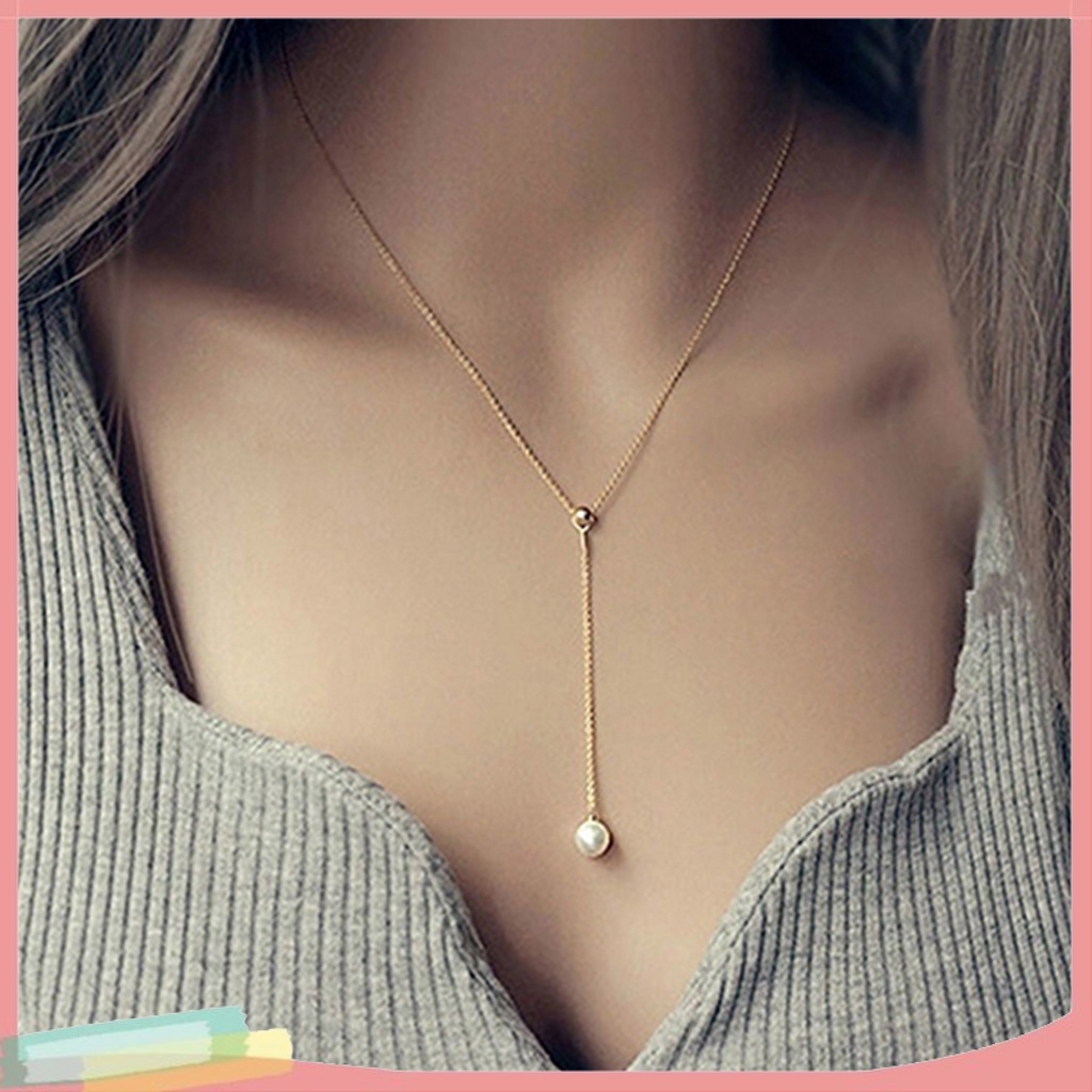 Dây chuyền sợi mảnh gắn ngọc trai xinh xắn dành cho nữ