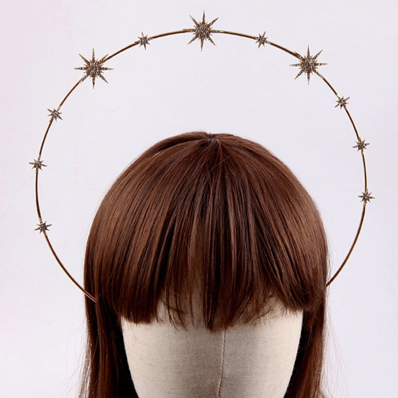 Băng Đô Cài Tóc Hình Lục Giác Đính Đá Nhiều Màu Lấp Lánh Phong Cách Baroque