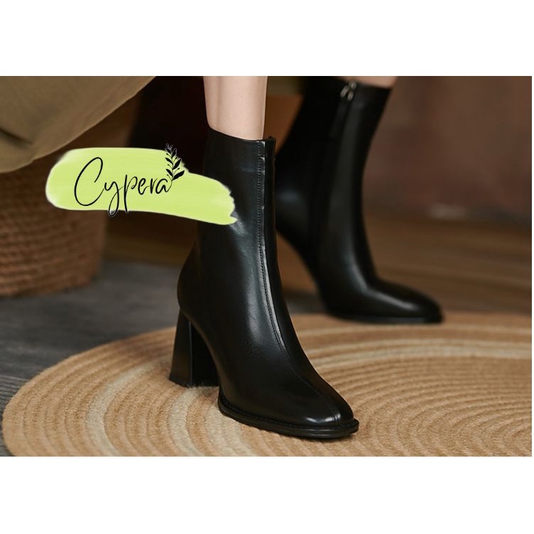 Giày Bốt Cao Gót Bằng Da Cao Cấp Mẫu Mới 2023