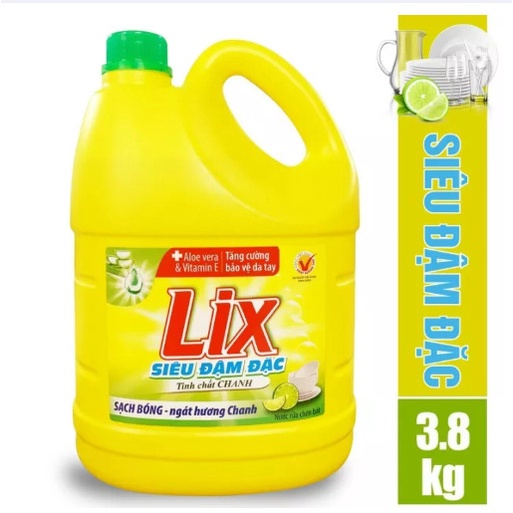 Nước rửa chén LIX siêu đậm đặc hương chanh 3.6kg NC360 làm sạch dầu mỡ không hại da tay - Lixco Việt Nam