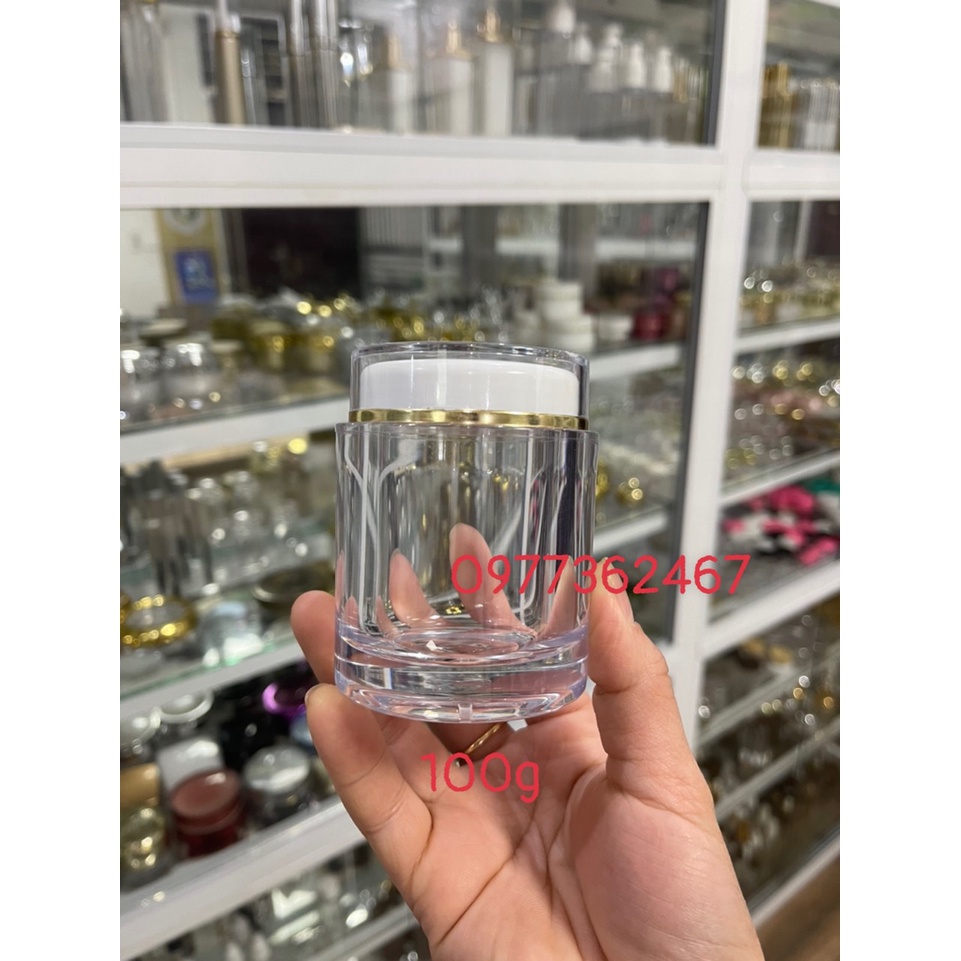 vỏ hộp nhựa chiết mỹ phẩm, vỏ hũ chiết kem B 100ml TRONG NẮP TRẮNG cao cấp