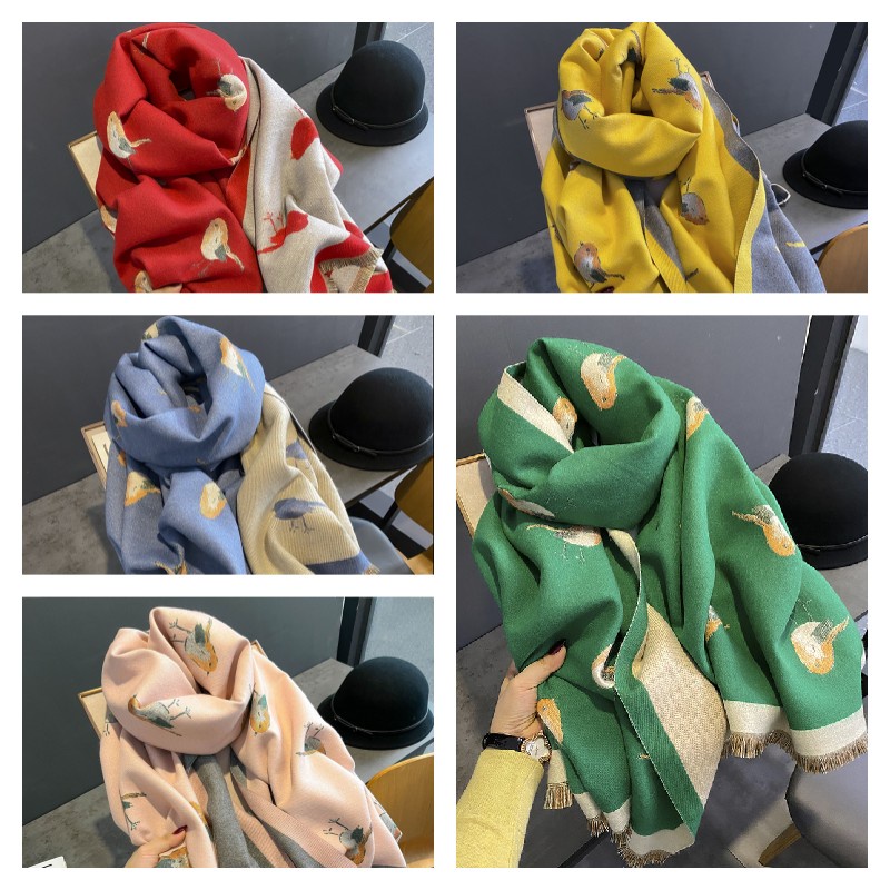 Khăn Choàng Cổ Dài Dày Dặn Giữ Ấm Mùa Đông Màu Ngọc Lục Bảo Cho Nữ