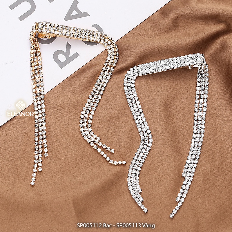 Kẹp tóc mái nữ Eleanor Accessories thiết kế tua rua đính đá phụ kiện trang sức 5112