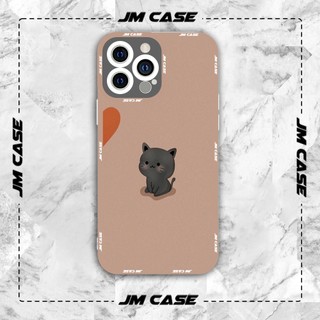 Ốp lưng iphone samsung xiaomi oppo cạnh vuông JMCase Tranh Vẽ Mèo Con Đen Cute Dễ Thương