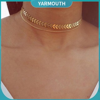 Vòng cổ choker 2 lớp thiết kế hình xương cá sang trọng