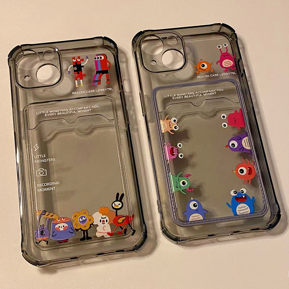 Ốp Điện Thoại TPU Mềm Trong Suốt In Hình Quái Vật Dễ Thương Chống Dấu Vân Tay Cho IPhone 11 12 13 14 Pro Max 14 Plus