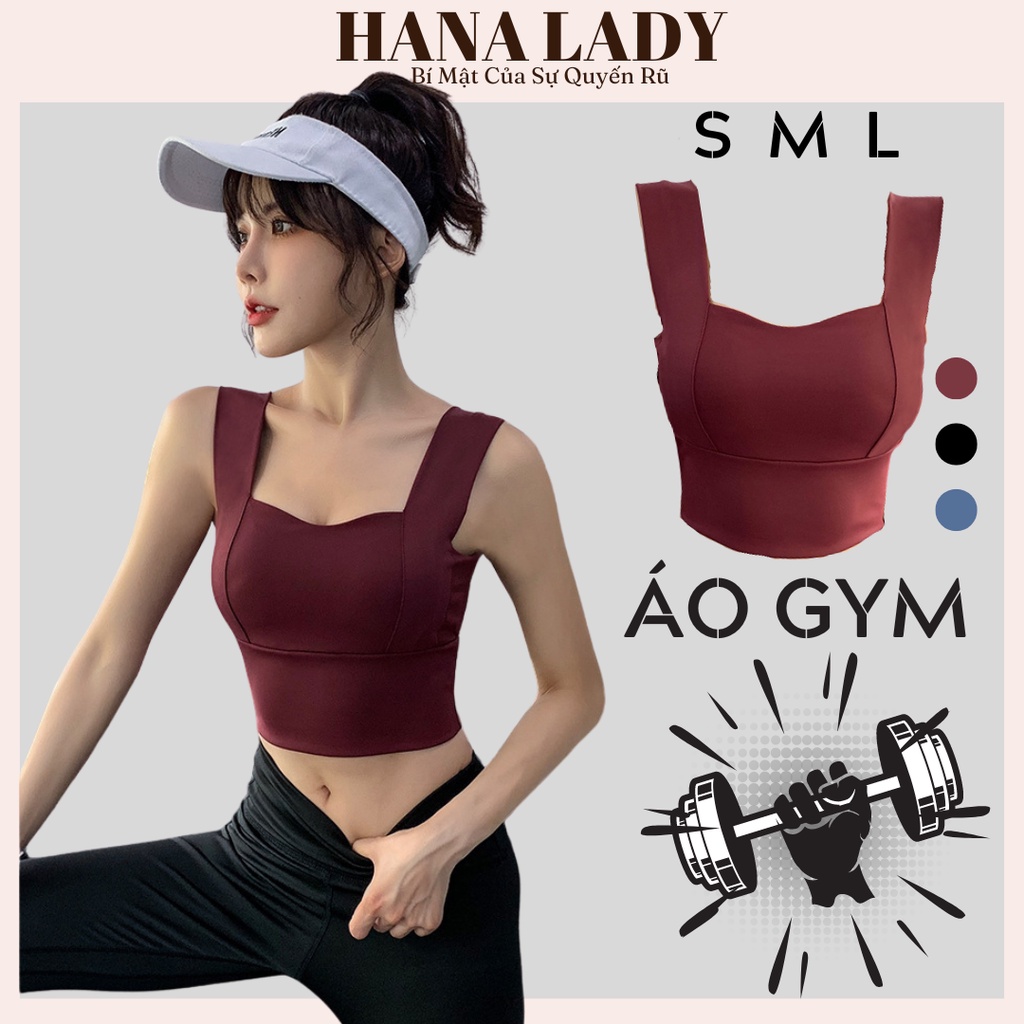 Áo bra tập gym, áo ba lỗ 2 dây thun lạnh tập yoga aerobic kèm mút ngực thun lạnh poly cao cấp AG03