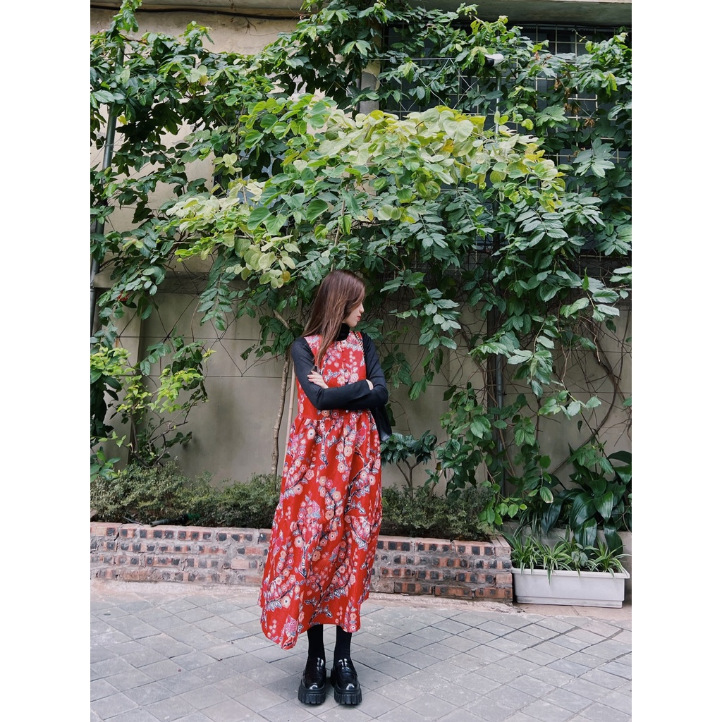 Calla Lily - Đầm gấm công phượng dáng babydoll Phoenix Dress