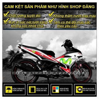 Tem rời exciter 150 movistar phối trắng đỏ - thu decal