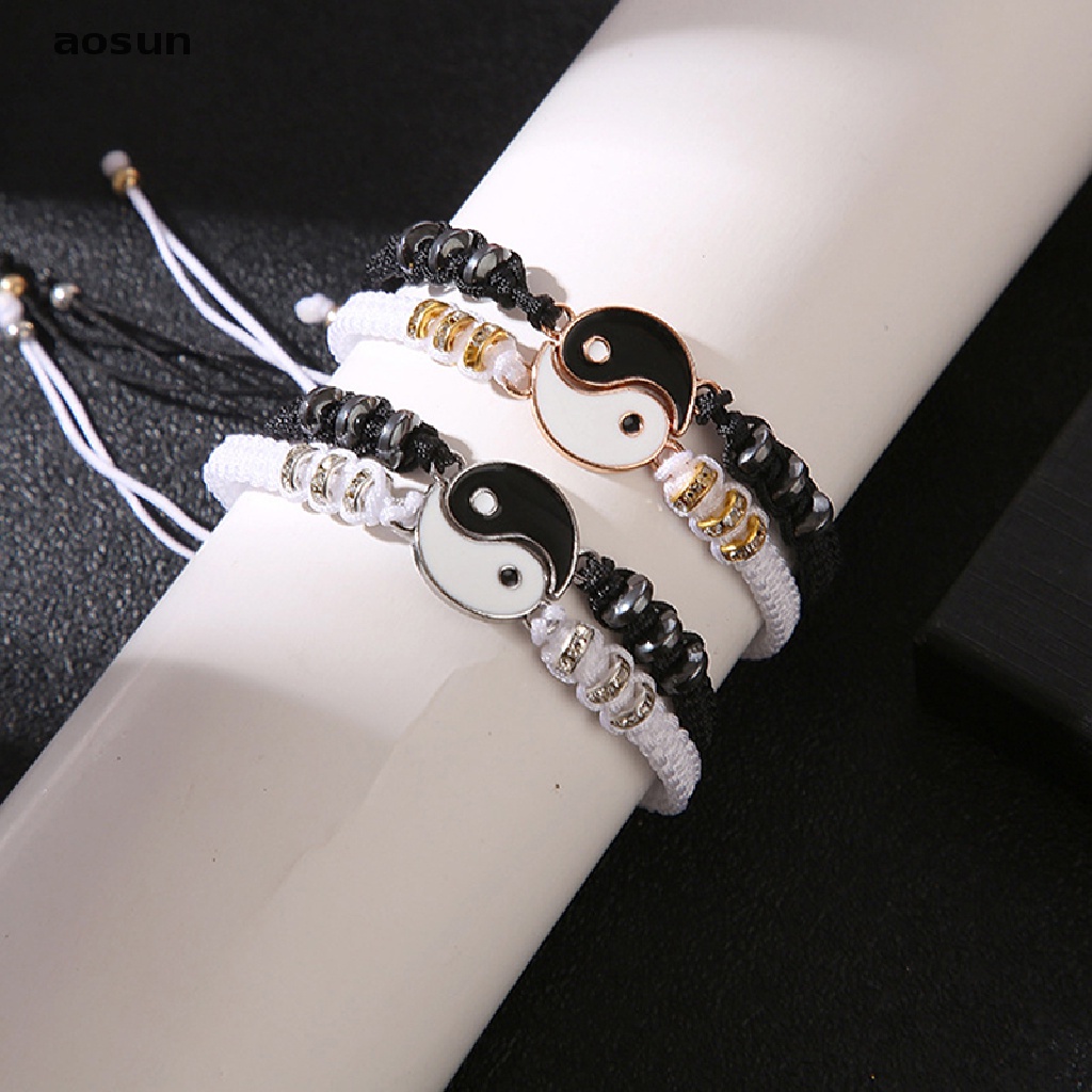 Bộ 2 Vòng Tay / Dây Chuyền Âm Dương / Âm Dương Tùy Chỉnh Thời Trang Cho Cặp Đôi