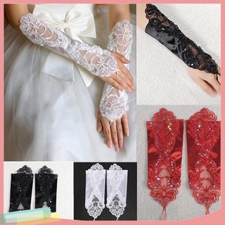 Găng Tay Cô Dâu Hở Ngón Phối Ren Thanh Lịch Thời Trang