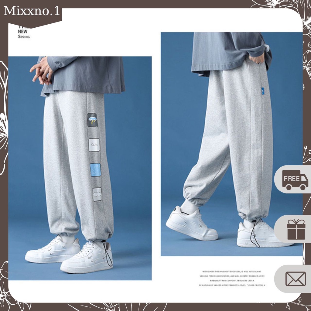 Quần Jogger Nam Nữ Ống Rộng Dây Rút Gấu In Dọc 2 Bên Phong Cách Ulzzang Thời Trang Mixxno.1 QUAN NAM 128V1