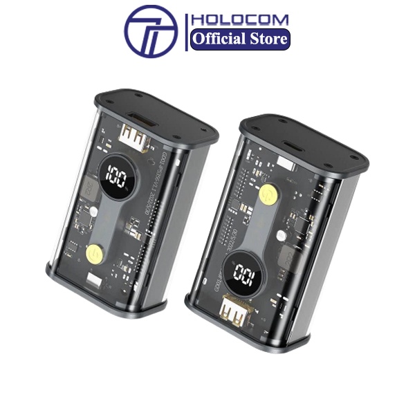 Pin Sạc Dự Phòng HOLOCOM H-WP333 Dung Lượng 20000mah Có Đèn Báo Hiệu % Pin