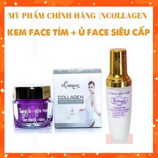 Combo kem face tím, whitening face cream n'collagen, ủ trắng face siêu cấp ncollagen
