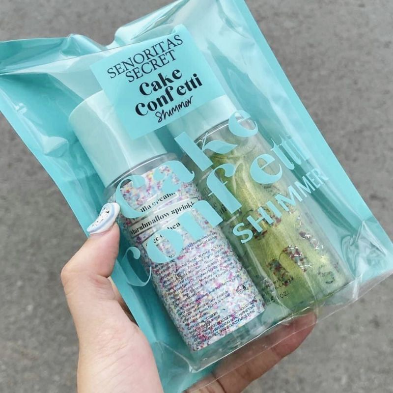 Sét 2 Chai Xịt Thơm Body Mist Victoria Cake, Candy, Sugar, Fruit 1 chai thường, 1 chai nhũ