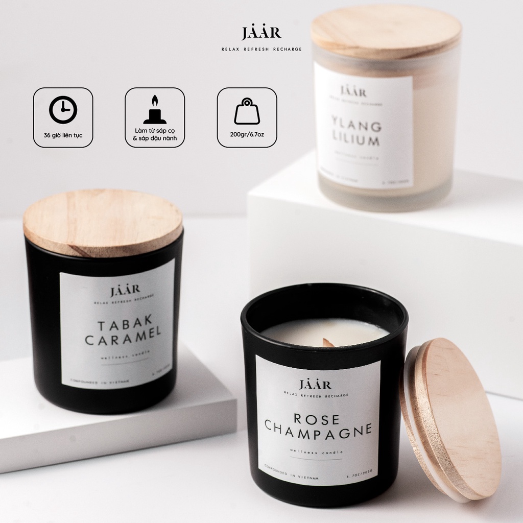Nến thơm thư giãn bấc gỗ JAAR - JAAR Wellness Candle