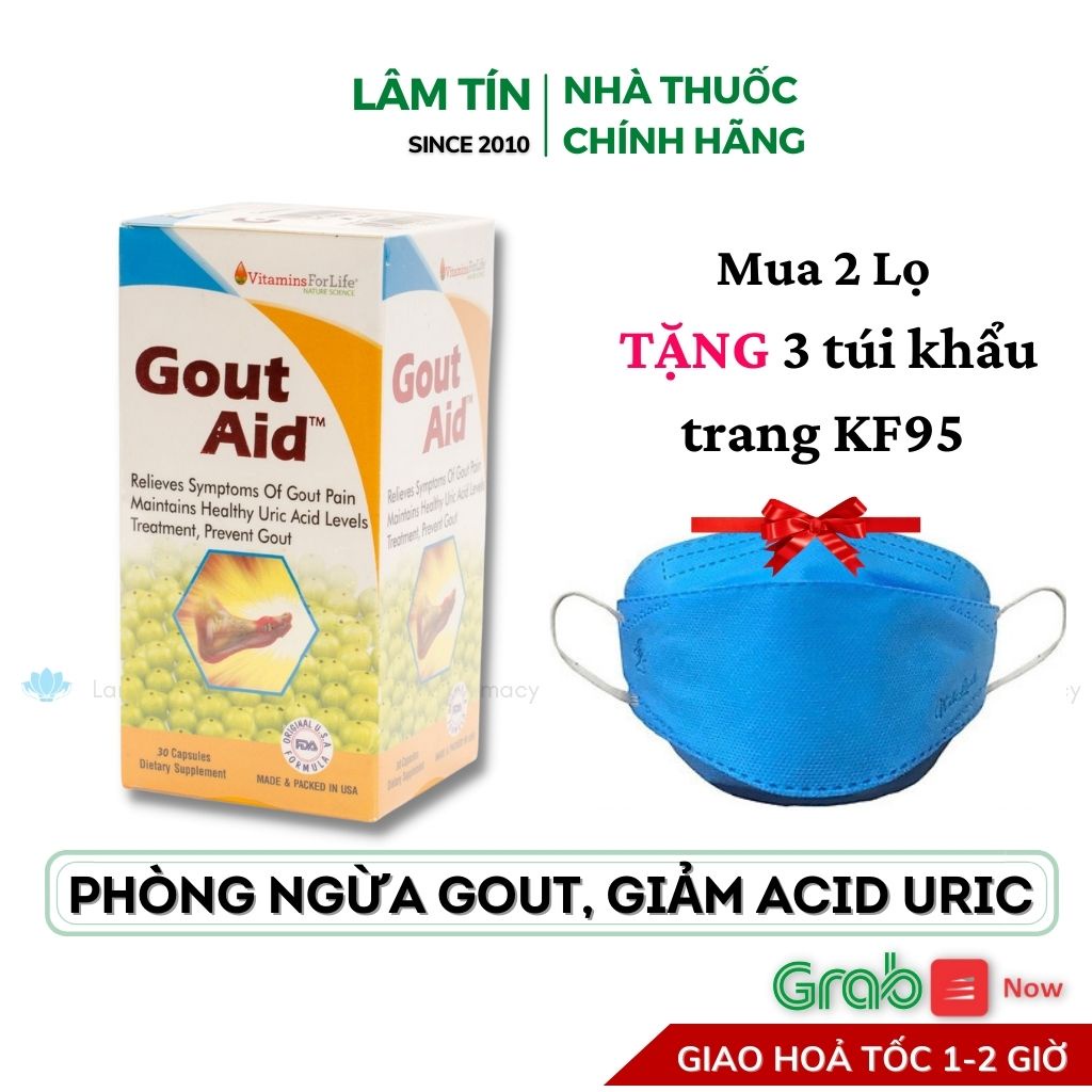 ✅(Chính Hãng) Gout Aid Vitamins For Life - hỗ trợ giảm acid uric, phòng ngừa gout (lọ 30 viên)
