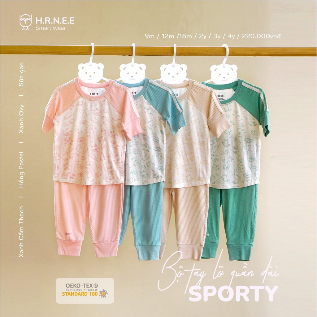 Bộ quần áo tay lỡ quần dài Sporty Hrnee cho bé