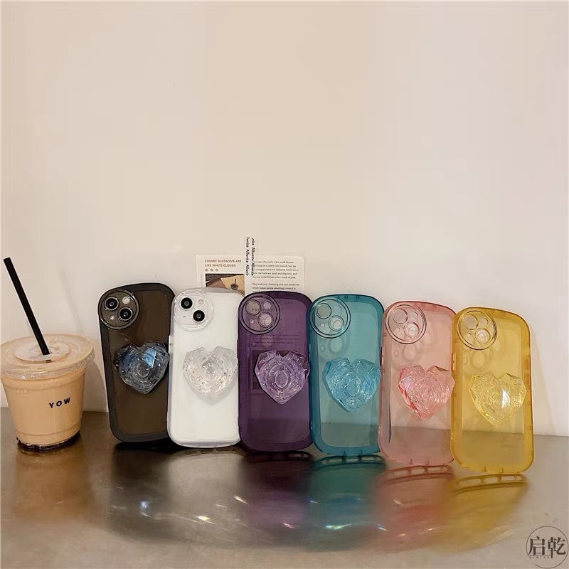 Ốp Điện Thoại Mềm Pha Lê Có Giá Đỡ Hình Trái Tim Cho iPhone 14 pro max 12 13 11 pro max Xsmax Xr X / Xs 7plus / 8plus 6 / 6splus