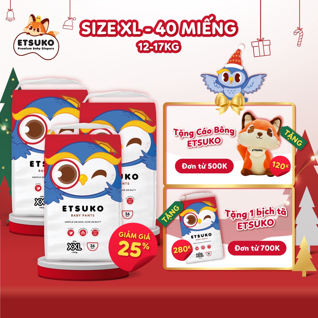 Combo 3 bịch tã quần Etsuko size XXL 36 pcs