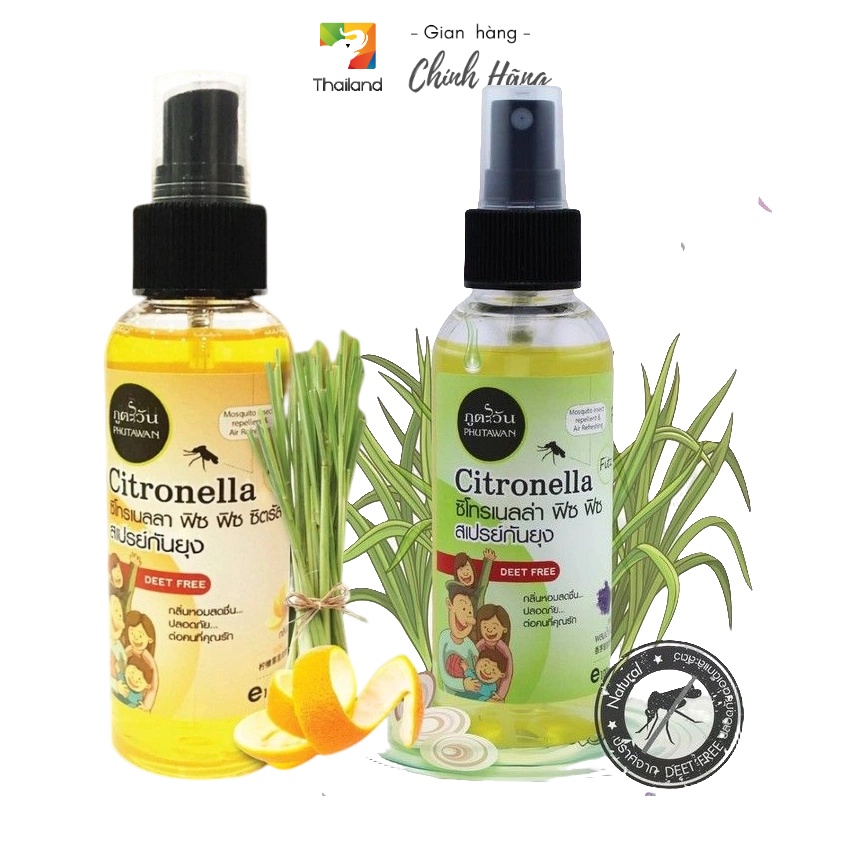 Xịt chống muỗi, côn trùng Phutawan cıtronella Thái Lan Fitz Fitz 100ml