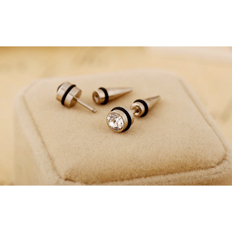 Hoa tai đính đá chất liệu thép không gỉ - Bông tai đinh cá tính KT016