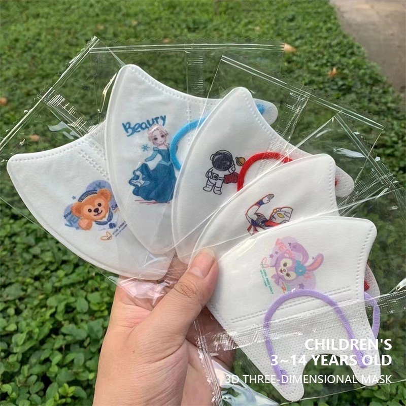 Set 50 Khẩu Trang In Hình Công Chúa Elsa 3D Dễ Thương Thoáng Khí Cho Bé