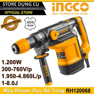 1200w máy khoan đục bê tông ingco rh120068 | máy khoan đục bê tông công nghiệp đuôi cài sds-max