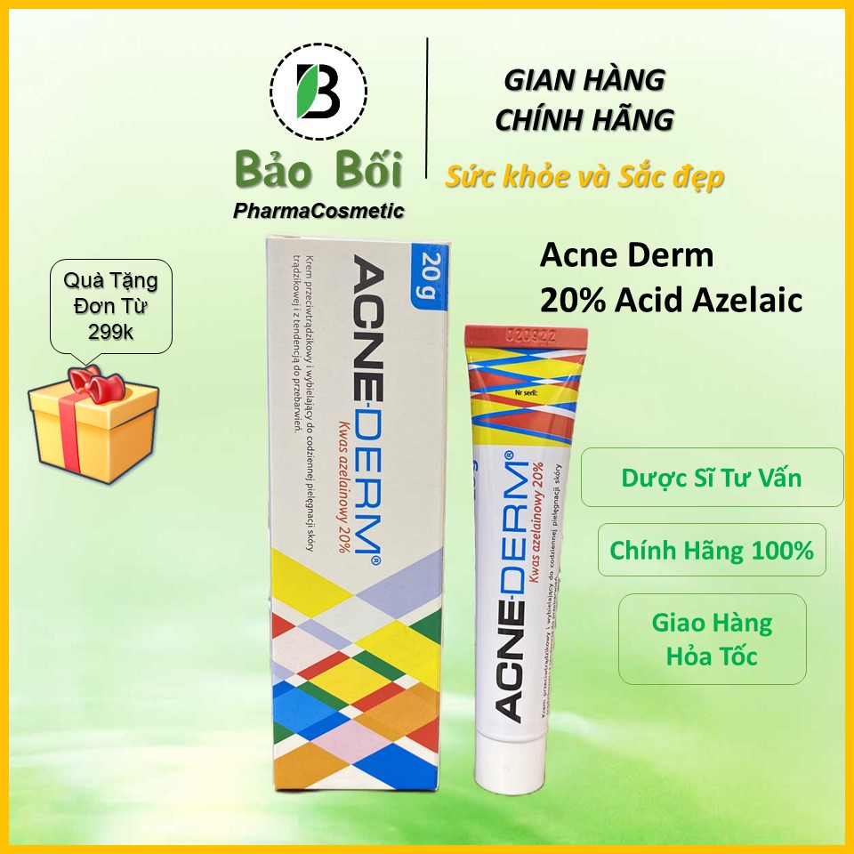 Acne Derm Kem Giảm Mụn, Mờ Thâm, Làm Trắng Da 20% Azelaic Tuýp 20g Hàng Balan