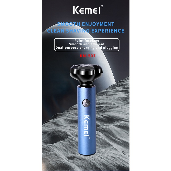 Máy Cạo Râu Mini Kemei Chống Thấm Nước IPX5 Kèm Sạc USB Type c Tiện Dụng Cho Nam