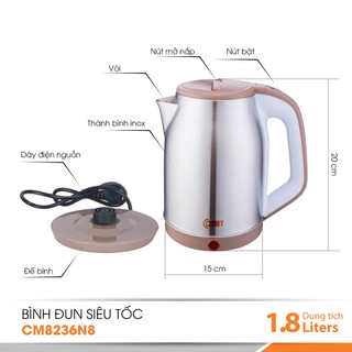[QUÀ TẶNG KHÔNG BÁN] Bình đun siêu tốc COMET - CM8236N8C