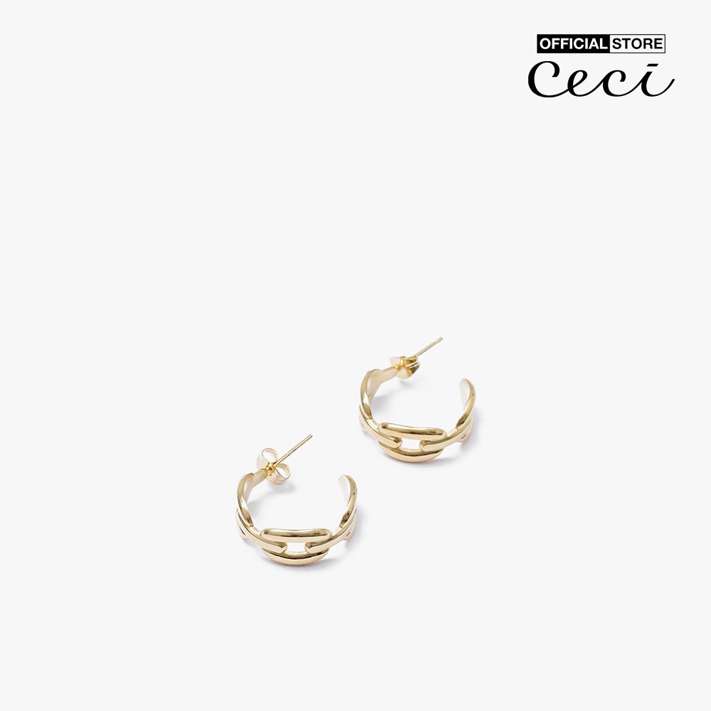 CECI - Khuyên tai nữ khoen tròn hở hình mắc xích cá tính CC1-01000024-27