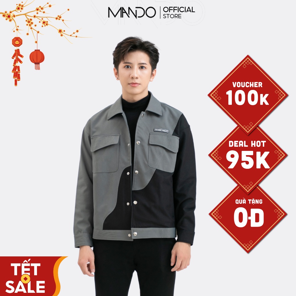 Áo Khoác Jacket Phối Màu MANDO Chất Liệu Kaki Họa Tiết Trendy Phong Cách Thời Trang Hàn Quốc - JAK005