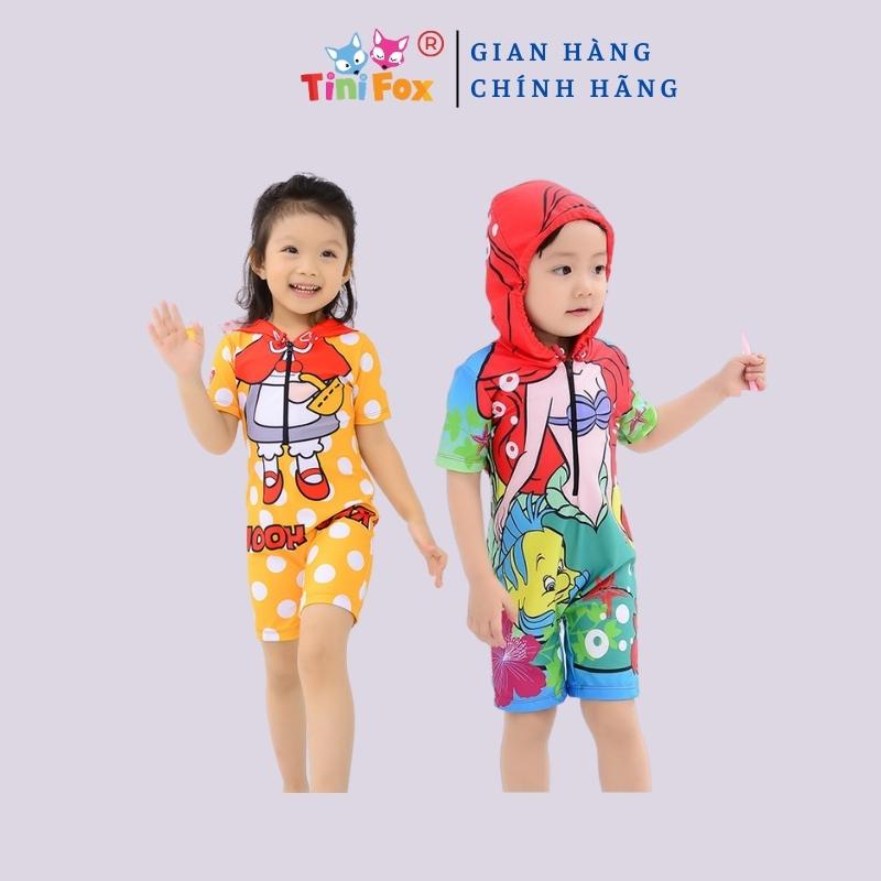 Đồ bơi bé gái Tinifox Redhood đồ bơi cho bé từ 1-7 tuổi mẫu liền thân có mũ chống nắng giữ nhiệt