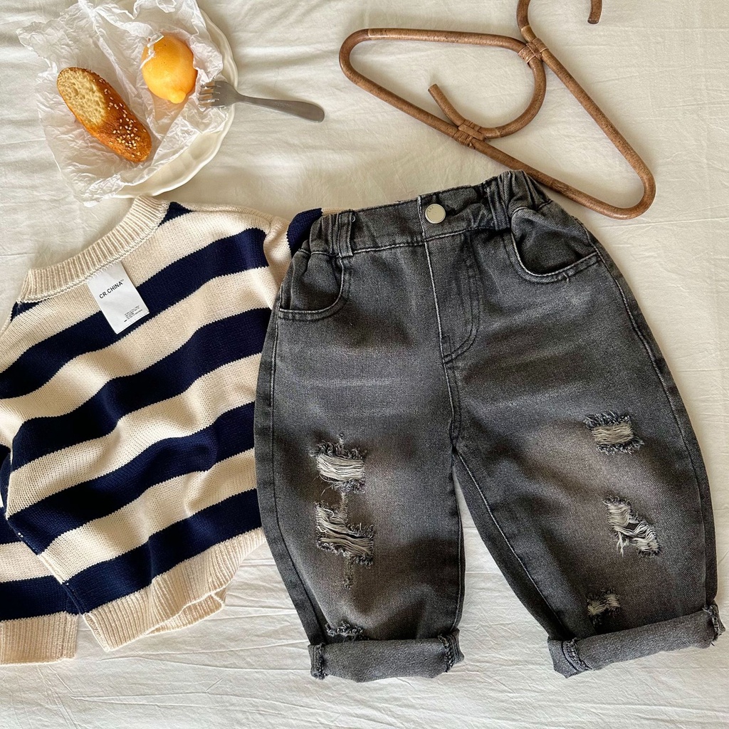 Quần jean rách 2 màu cho bé trai bé gái cá tính B74-21274