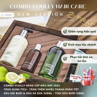 [TẶNG DƯỠNG MI] Combo VIJULLY - Bộ Dầu Gội Bưởi, Tinh Dầu Bưởi, Dầu Xả Vijully Giảm Rụng, Kích Mọc Tóc, Phục Hồi Tóc