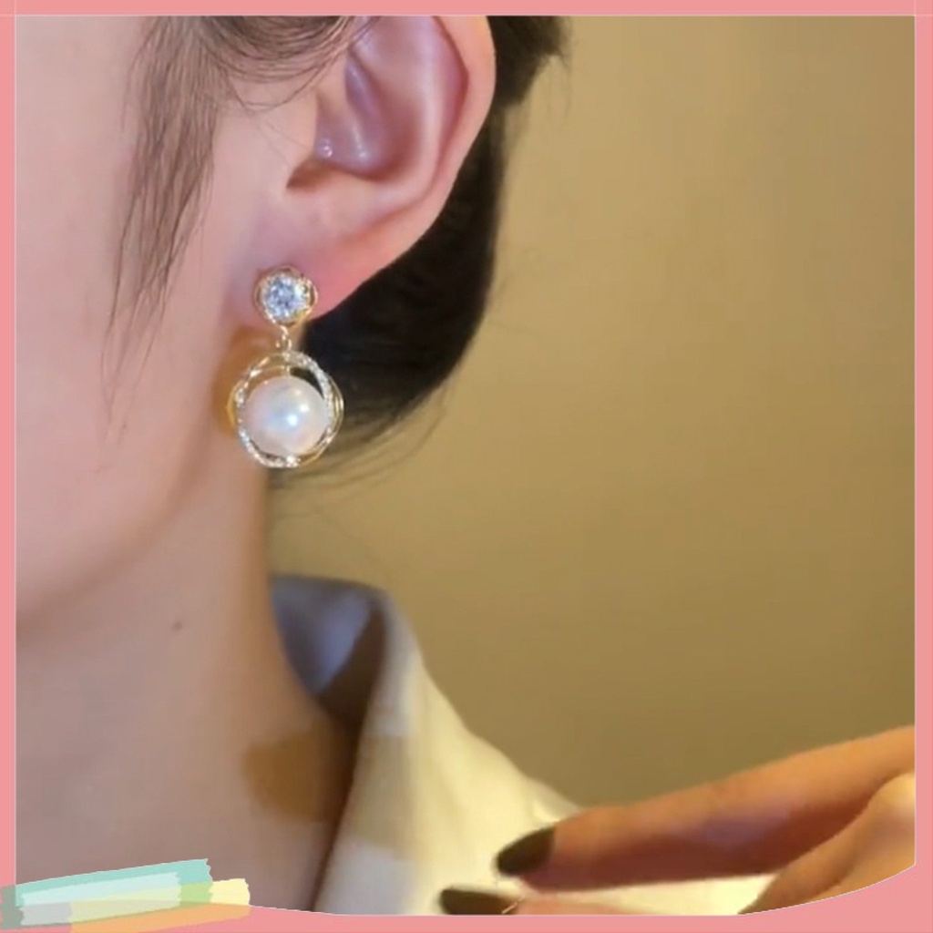 Đôi Khuyên Tai ĐíNh Kim Cương NgọC Trai Giả ThờI Trang Cho Nữ