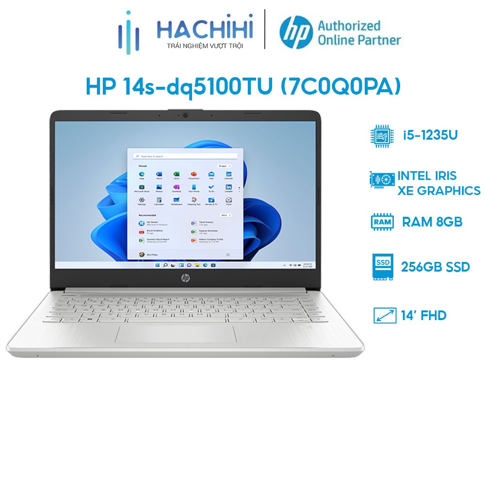 Laptop HP 14s-dq5100TU (7C0Q0PA) (i5-1235U | 8GB | 256GB | Intel Iris Xe Graphics | 14' FHD | Win 11)