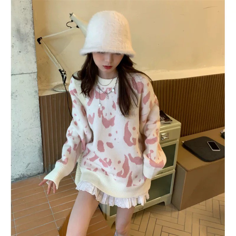 Len nữ dài tay hàn quốc họa tiết hình gấu xinh xắn dễ thương Minstore365