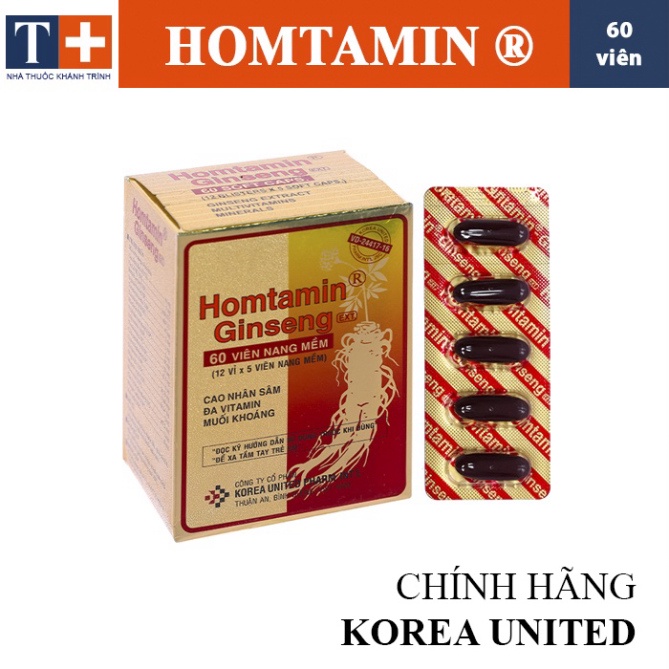 (60 viên) Viên nhân sâm HOMTAMIN GINSENG EXTRA chính hãng Korea United sản xuất