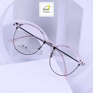 Gọng kính cận mắt tròn nam nữ KÍNH THUỐC SỐ 1 kim loại nửa viền nhựa TR90 màu sắc thời trang 2736
