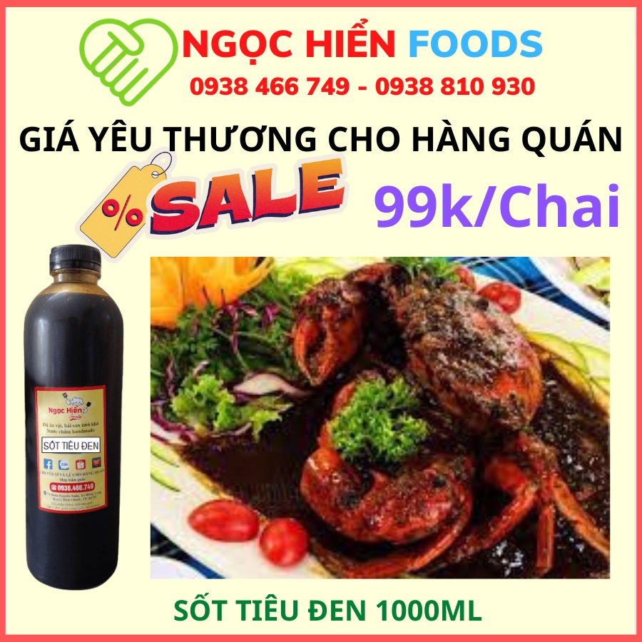 Sỉ 1 chai sốt tiêu đen cho hàng quán chai đại 1000ml NGỌC HIỂN FOODS