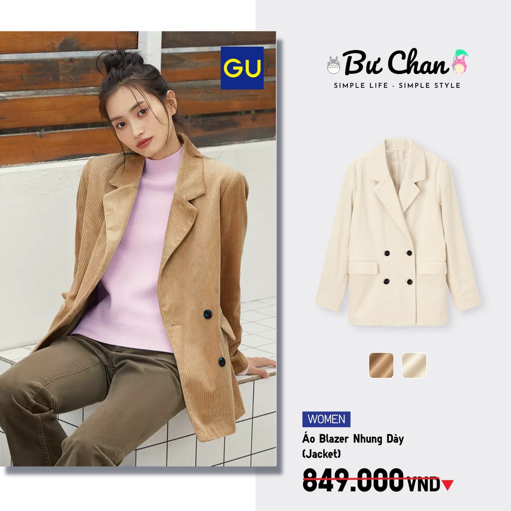 Áo Blazer GU Nhung Tăm Dày - GU Nhật Chính Hãng - 340962