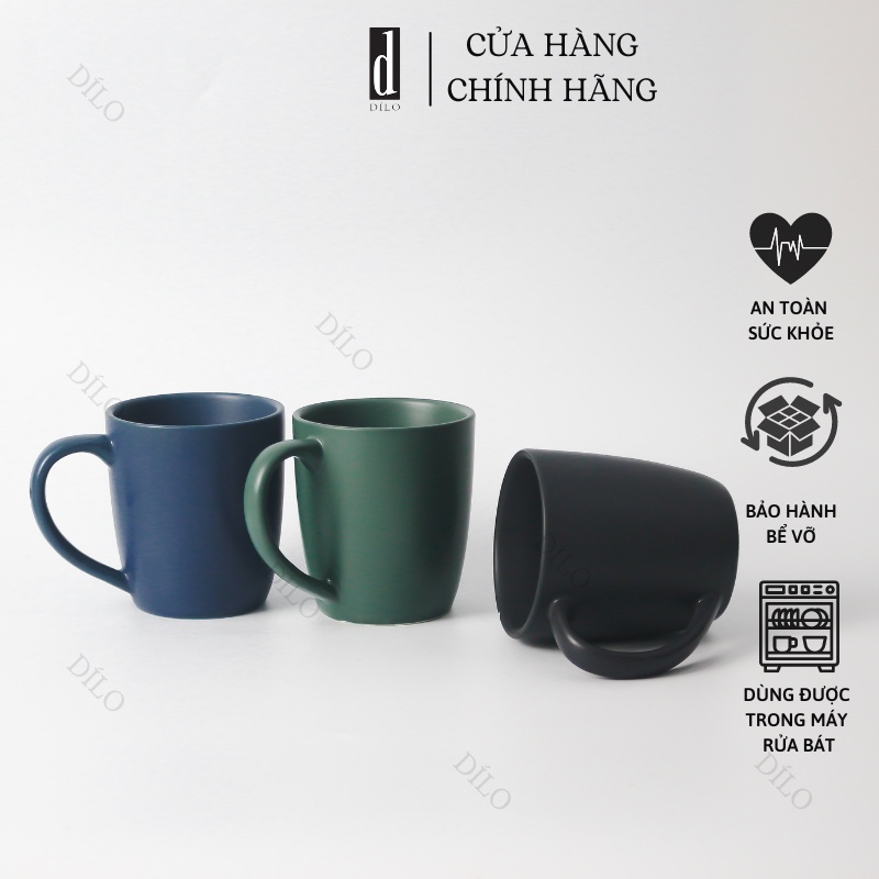 Cốc Sứ Uống Nước Men Lỳ Nhám - Nhiều Màu Sắc - Matt Blue - Matt Black - Matt Green